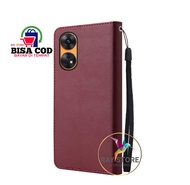 OPPO RENO 8T 4G LEATHER CASE PREMIUM-FLIP WALLET CASE KULIT UNTUK OPPO RENO 8T 4G - CASING DOMPET-FLIP COVER LEATHER-SARUNG BUKU HP