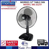 MORRIES MS-312TF 12" TABLE FAN, 1 YEAR WARRANTY, FREE DELIVERY