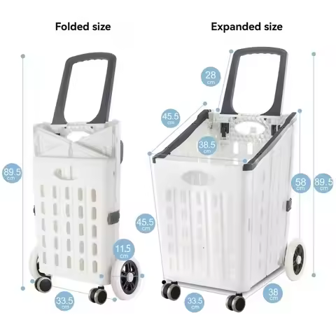 Supermarket Shopping Cart Foldable Home Universal Wheel Trolley Cart Snack Shopping Basket