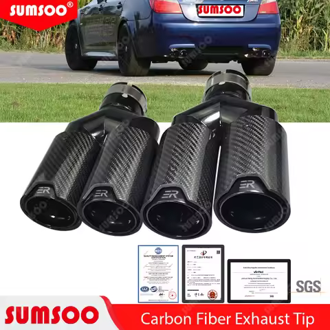 1pcs ER LOGO Y Style Outlet 80 Double Muffler Tips Universal M Performance Carbon Fiber Exhaust Tips
