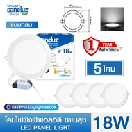 Saneluz โคมไฟฝังฝ้า LED PANEL LIGHT ขนาด 18W รูปทรงกลมและทรงเหลี่ยม แสงสีขาว 6500K / แสงสีวอร์ม 3000