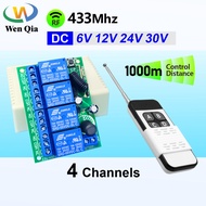 Universal Remote Control 433MHz RF Wireless Switch DC 6V 12V 24V 4Ch Relay Receiver and Transmitter 