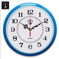 Velashop นาฬิกาแขวนผนัง ตราสมอ Anchor Brand No.55 ขอบพลาสติกอย่างดีสีฟ้า เครื่องเดินกระตุก เสียงเงียบ ทนทาน ขนาด 10 นิ้ว รับประกัน 1 ปี
