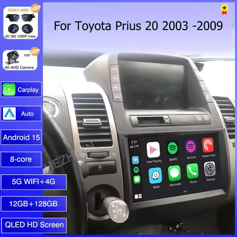 Android 15 Car Radio 4G+WIFI Carplay Android Auto For Toyota Prius 20 2003-2009 Car Radio Multimedia