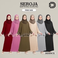 DESINCE Women Baju   Batwing Kurung Beaded Free Size Muslimah Baju  Wanita Kurung Perempuan WW 021