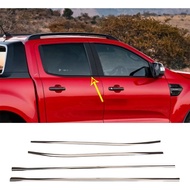For Ford Ranger Everest Wildtrak 2012-2022 Door Stainless Steel CHROME Windows Frame Trim Cover 4 Pc
