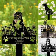 Custom Name Dog Tombstone Metal Stake Plaque Ground Insertion Garden Dog Series Monument Iron Maker