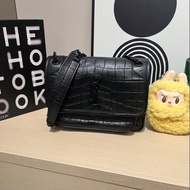 YSL Niki 黑色鱷魚壓紋