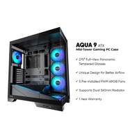 Okinos AQUA 9 Premium ATX Mid-Tower Gaming PC Case - Black