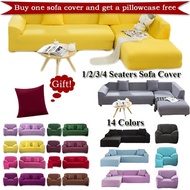 Fashion 14 Solid Colors Slipcovers Home  Living Sofa Cover 1/2/3/4 Seats L Shape Recliner Protector