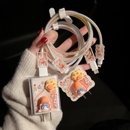 9 Orange Cats Cable Wrapping Set Cartoon Charger Case USB Protector oppo 80w 67w vivo33w 44w Protect