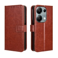 Cho Xiaomi POCO M6 Pro 4G Trường Hợp chất liệu da PU Đứng Chủ Xiaomi POCO M6 Pro Lật Vỏ Từ Gấp Da