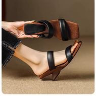 Dép cao gót nữ đế xuồng 2 quai da 3p ngang mũi VUÔNG 789 cao 5 cm