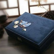 Jewellery Box 精緻典雅 刺繡絨布 帶鎖 首飾盒 收納收藏盒 特惠結緣