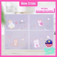MS.Cartoon A4 Storage File Folder Paper Organizer Zip File Transparent Document Storage Bag.
