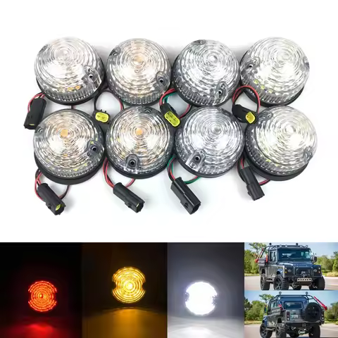 8Pcs Led Tail Lights Amber Front Indicator Light Side Lights Led Complete Upgrade Kit For Land Rover