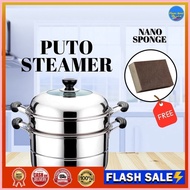 【Hot】 Original 3 Layers Steamer for Puto 3 Layer Siomai Steamer Stainless Cookware Multifunctional