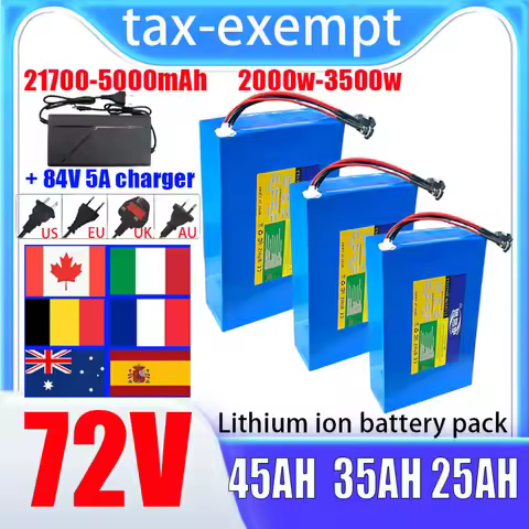 72V 45Ah 35Ah 25Ah 15Ah 21700 lithium battery pack 3500W High power electric tool rechargeable batte