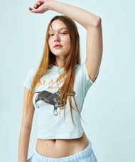 (พร้อมส่ง/ของแท้) เสื้อครอป Cropped Mardi Mercredi นำเข้าจากเกาหลี 🇰🇷 ของแท้💯 Light Beige Green/Blos