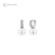 Maison de Jewels - Grand MOP Huggie Earrings ต่างหูเงิน ต่างหูห่วง ต่างหูเพชร CZ ต่างหูมุก ต่างหูแบร