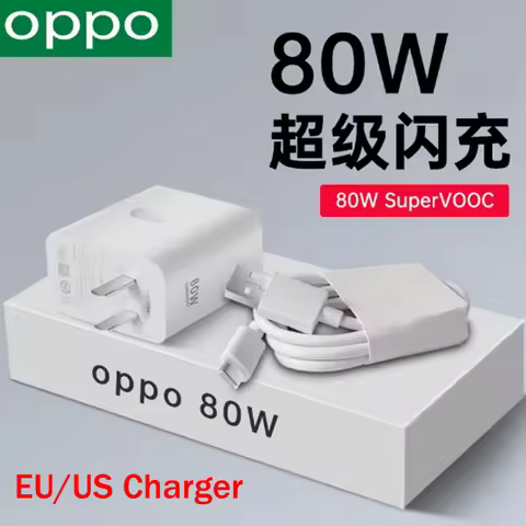 Original OPPO 80W SuperVOOC EU US Charger Fast Charging Power Adapter USB C Cable For OPPO Find N2 N