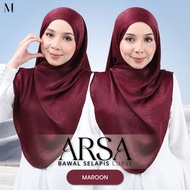 ARSA BAWAL SELAPIS CURVE SHAWL | Design eksklusif warna pilihan | material Velvet Satin