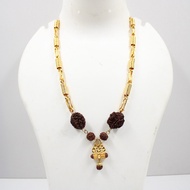 2 Face Rudraksha Mala With Certificate / Malai with Golden Chain  - Unisex