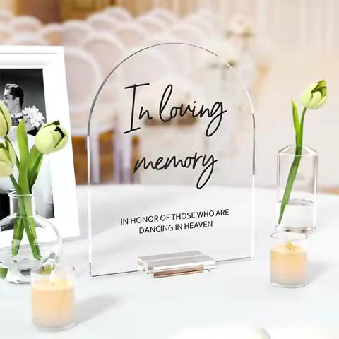 2Pcs Blank Acrylic Sign With Stand Arch Clear Table Sign Acrylic Sheet For Wedding Table Number Menu