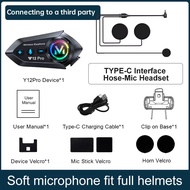 Aitemay Y12 Pro Dual Mic Motorcycle Helmet Intercom Headset Wireless Hands-free Call Waterproof Musi