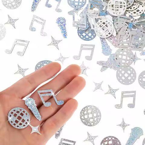 100/400PCS Disco Confetti, Glitter Mini Disco Ball Music Note Confetti, for 70s 80s Hippie Birthday