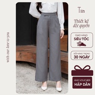 TINSTORE Women's straight-leg pants with elegant office design and straps Q0D192