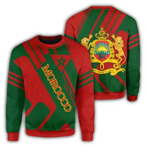 Morocco Football Sweaters For Men Clothing 3d Printed Moroccan Sports Sweater Male Tops Long Sleeve 