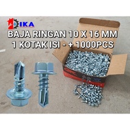 Baut Baja Ringan 10 x 16 MM - 1 Dus - High Quality / Roofing Baut Baja Ringan 10x16 Baut / sekrup / 