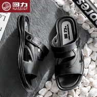 回力(Warrior)凉鞋男士夏户外运动外穿室内家居两用防滑耐磨时尚爸爸拖鞋男夏季 黑色 42（适合41脚穿）