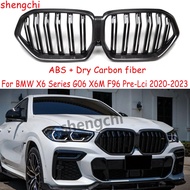 X6 G06 Pre-LCI Dry Carbon Fiber Front Bumper Grilles For BMW X6 G06 X6M F96 M50i M60i Replacment Gri