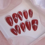Fake Nails/Fake Nails/Press On Nails/Handmade - Red Glitter Design