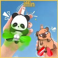 IFFIN Cartoon Keychain, Capybara Double-leaf Upgrade Egg Cat Keychain, Push Bag Accessories Egg Fan 