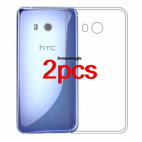 2PCS Clear Transparent Guard Protector On for HTC U11 Back Phone Case Cover Phone TPU Soft Silicone 