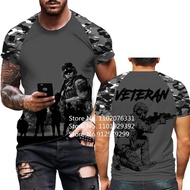เสื้อยืดลายพรางทหารแฟชั่นเสื้อกีฬาสำหรับผู้ชายเสื้อเสื้อเชิ้ตยุทธวิธีแขนสั้นหน่วยรบพิเศษ3D ทหารคอมมา
