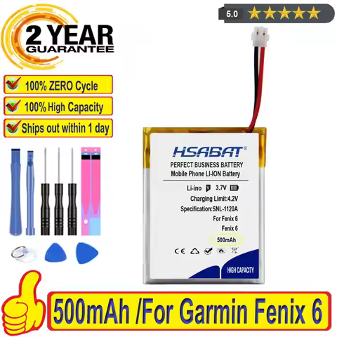 Top Brand 100% New 500mAh Battery for GARMIN Fenix 6 Fenix 6 Pro Part Batteries