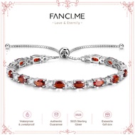 FANCIME "Glamour Radiance" January Birthstone Garnet Sterling Silver Tennis Bracelet Classic Bolo Ch