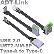 'ready stock @ USB2.0 Flat Thin Light Thin Type-C Angle Data Cable with Shielding Support High Curre