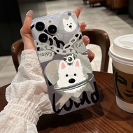Transparent Silicone Case with Picture of White Schnauzer Miniature Dog and Beware of Cat Motif Vari