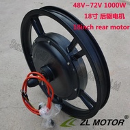 E-bike hub motor 48V60V72V 1000W  18inch motor / electric bike brushless motor Customized speed