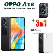 OPPO A18 Tempered Glass OPPO A38 A58 A78 Screen Protector OPPO A98 A78 Camera Lens Protector Full Cover Screen Matte Privacy Glass 3 In 1 Carbon fiber back film