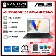 ASUS A1605V-AMB3278WS 16" WUXGA Black LAPTOP (I7-13620H, 16GB, 512GSSD, Intel UHD, W11H+H24+M365)