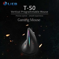 ZELOTES RGB Gaming Optical Mouse 9ปุ่ม T-50แบบมีสายแนวตั้ง RGB Gaming Mouse Ergonomic 12800 DPI ปรับ