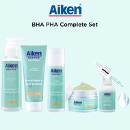 AIKEN BHA PHA Complete Set | Exfoliating Gel Cleanser Clay Mask Exfoliating Water Serum Remove black