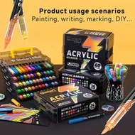 Qimiart 24/36/60 Colors Direct Liquid Acrylic Marker Set With Stackable Box, Soft Tip, Professional 