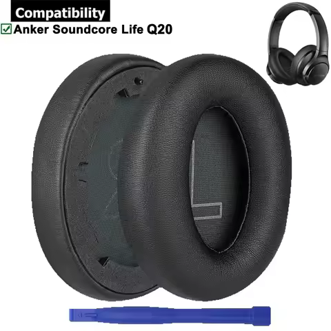 Protein Leather Replacement Earpads Ear Pads Cushion Repair Parts for Anker Soundcore Life Q20 Q20+ 
